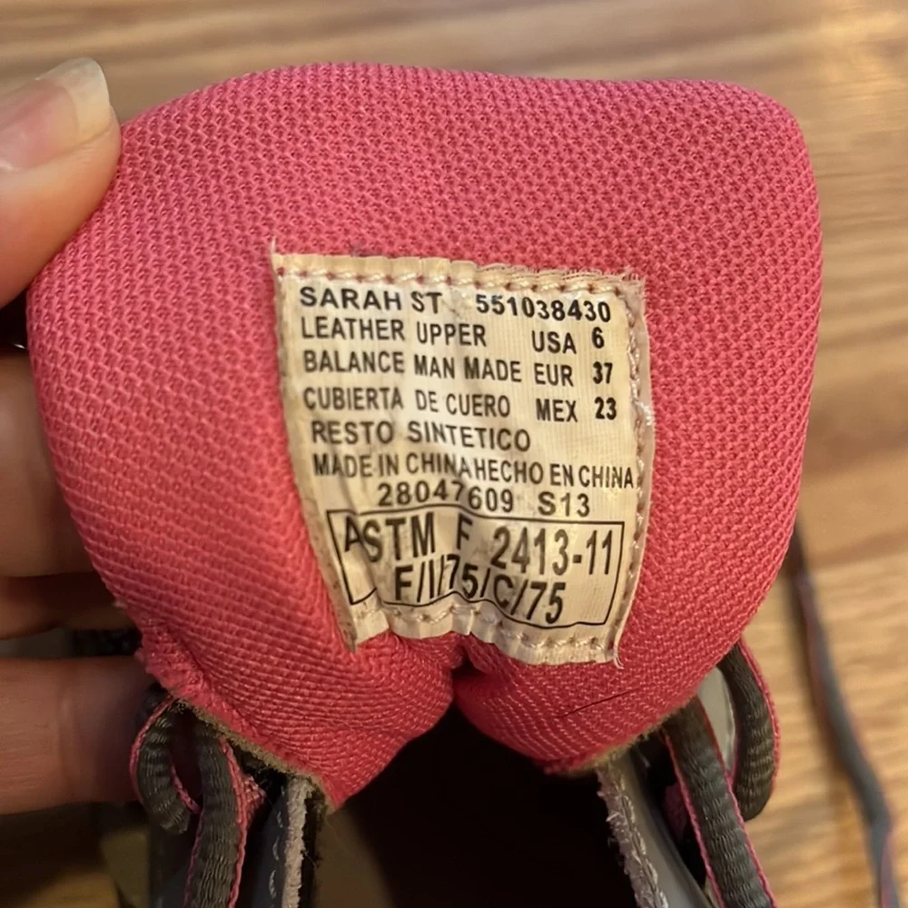 BRAHMA STEEL TOE LEATHER SNEAKERS GRAY PINK SIZE 6 US 37 EU